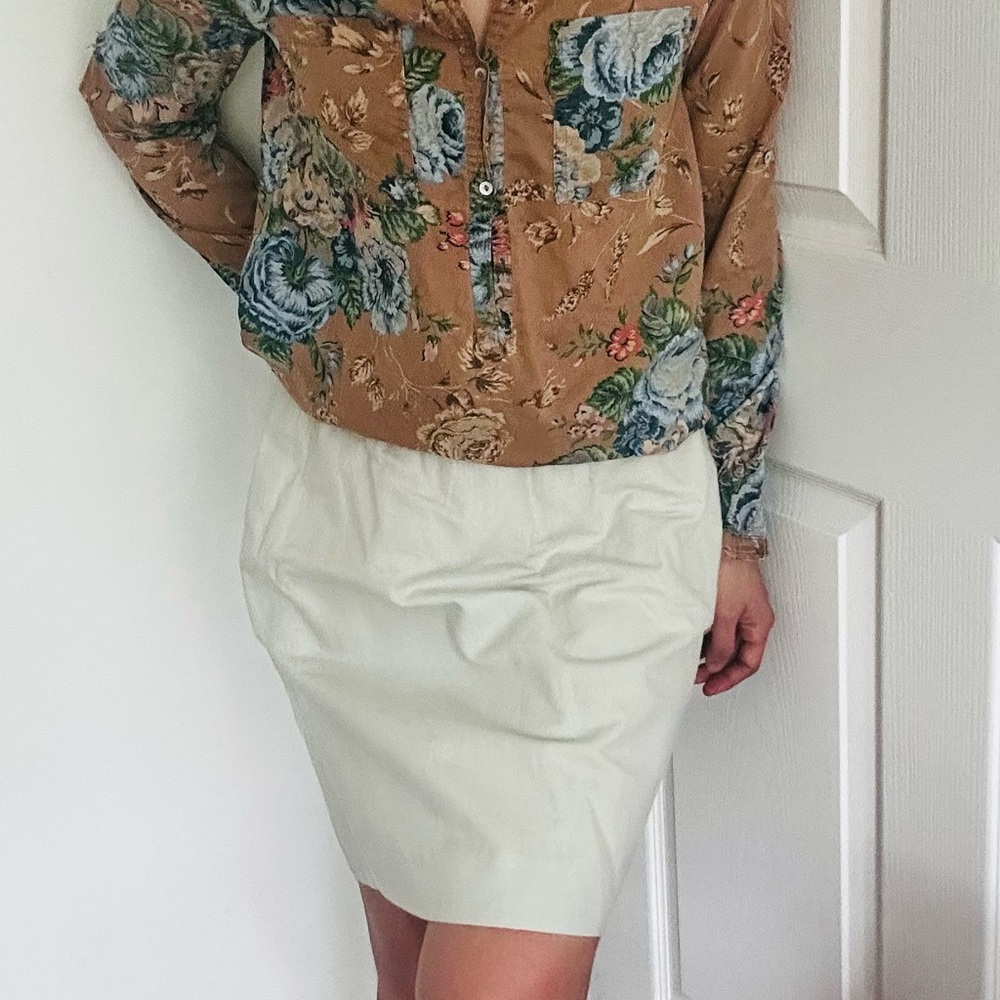 J. Crew Tan Midi Skirt Graphic Relaxed Style